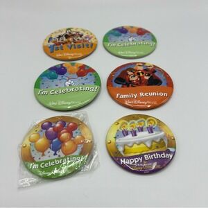 Disneyland Walt Disney World Disney Cruise Line Buttons Set of 6 I'm Celebrating